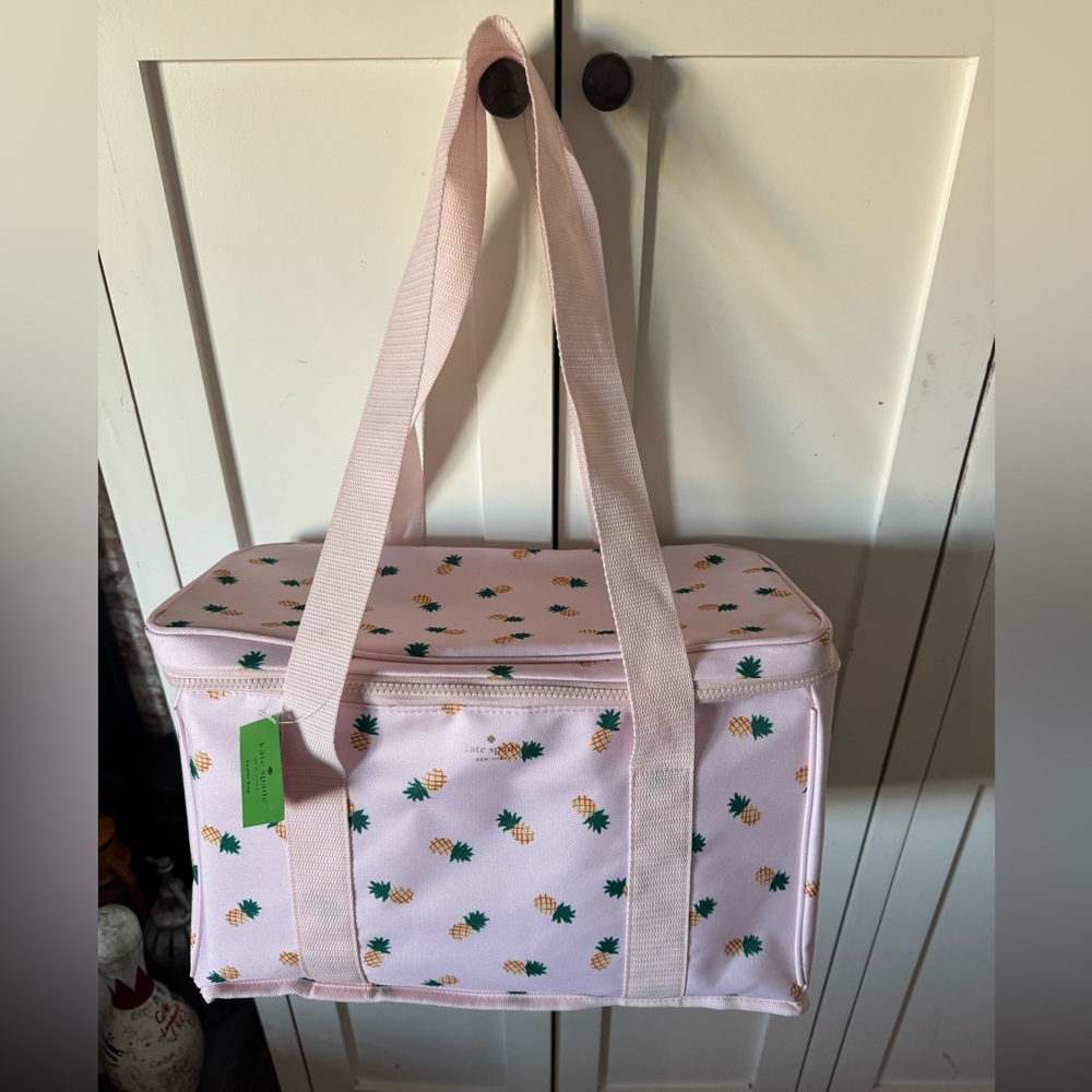 Kate Spade ♠️ pale pink insulated Tote with Pineapple Design🍍FUN & FUNCTIONAL 🍍